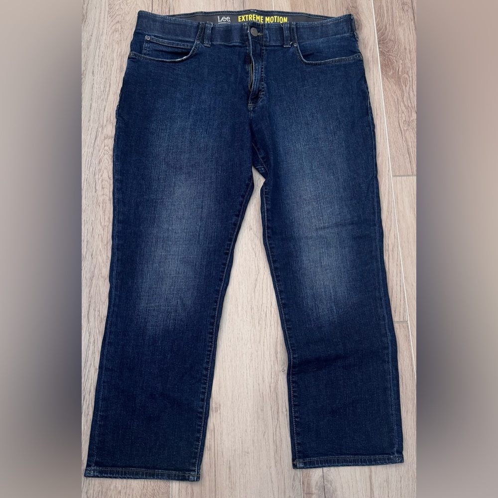 LEE Men's Dark Blue Straight Fit Tapered Leg Jeans Size 38x30